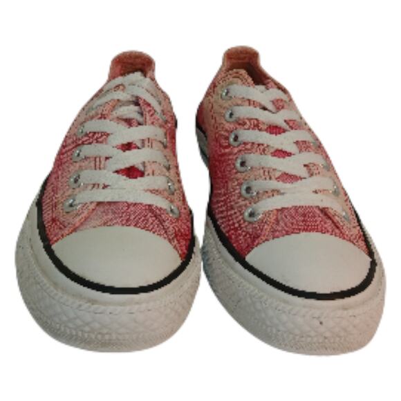 Converse All Star Pink Plaid Canvas Sneakers - Women's 7 - Picture 3 of 8